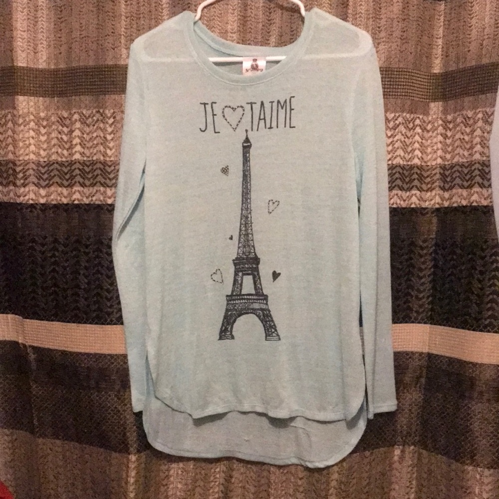 Junior light teal sweater